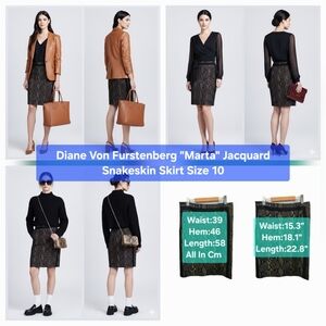 Diane von Furstenberg "Marta" Jacquard Snakeskin Skirt Size 10